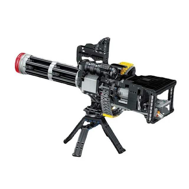 BUILDING BLOCKS MOC Motorized Gatling Heavy Machine Gun Bricks Toy ...
