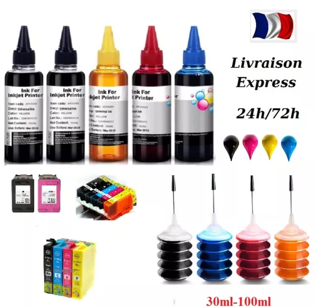 30-100 ml Refill Ink compatible with HP Canon Brother Epson recharge