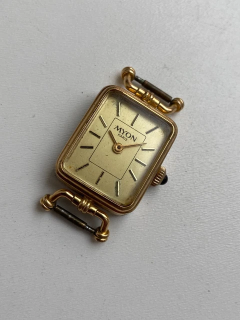 Montre Mécanique Pour Femme Myon - Mouvement HS 8 FA - Boîtier Et Bracelet Plaqué Or, Cadran Champagne - Occasion Très Bon état