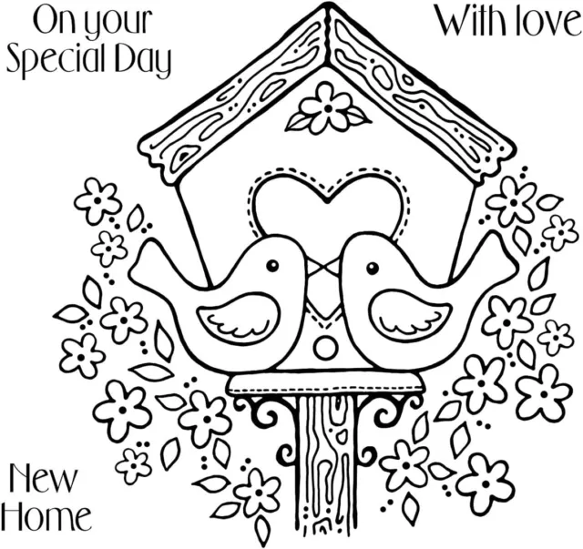 Woodware Love Birds 4 Pc Clear Stamp Set Wedding New Home Valentine Card Making