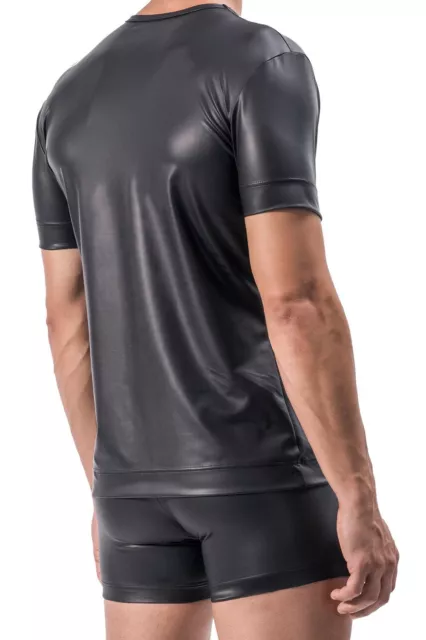 Manstore M510 collo a V nero t shirt top wetlook tè stretch top uomo 3