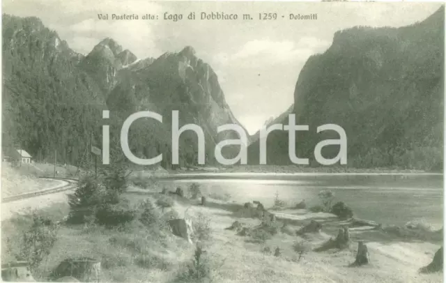 1935 ca VAL PUSTERIA Il Lago di DOBBIACO e le DOLOMITI *Cartolina FP NV