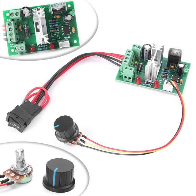 DC MOTOR SPEED Controller Reversible PWM Control Forward/Reverse switch ...