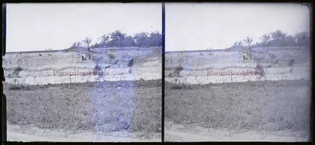 France Paysage c1940 Photo NEGATIVE Plaque de verre Stereo Vintage V21T9n8