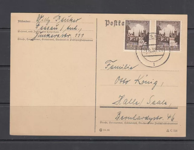 Deutsches Reich Postkarte mit Mi-Nr. 665 - MeF