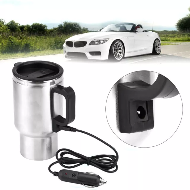 Water Heater Mug Car Electric Heated Kettle Stainless Steel Heating Cup 12V 120W