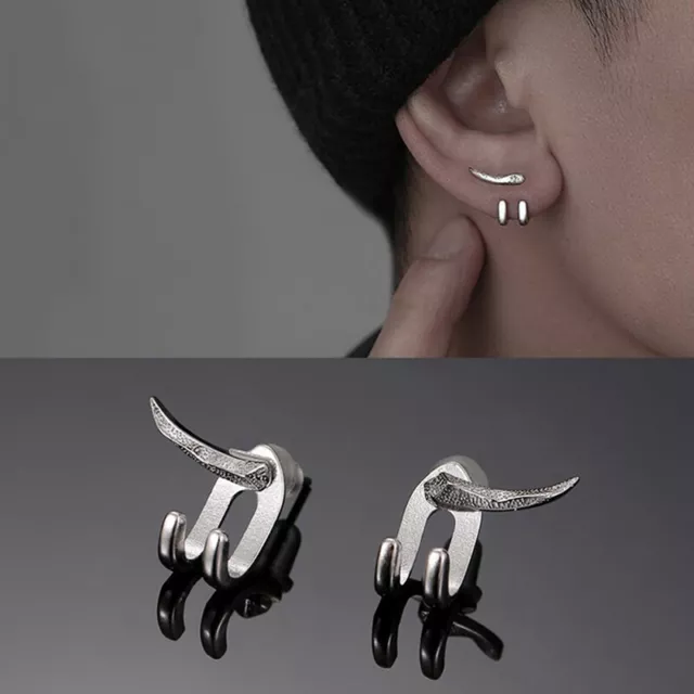 New Punk Earring For Men Detachable Dual Purpose Stud Earrings Prong Ear Charms