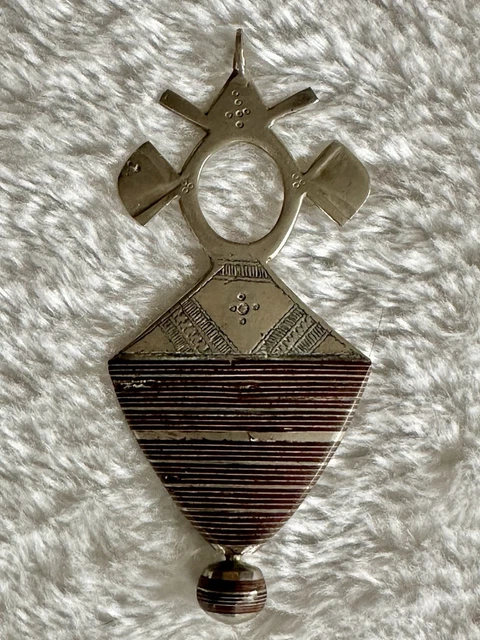 Collier Vintage Scooter Paris – Croix D’Agadez Touareg En Métal Argenté