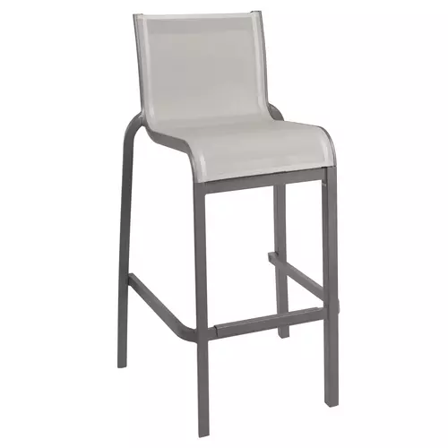 Grosfillex US030288 Sunset Armless Gray Outdoor Stacking Barstool - 2 Per Set