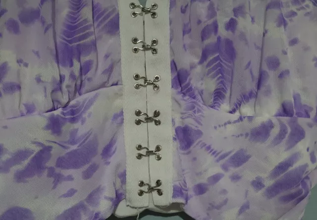 *NASTY GAL* Purple Tie Dye Cowl Neck Corset Crop Top / Size UK 12 3
