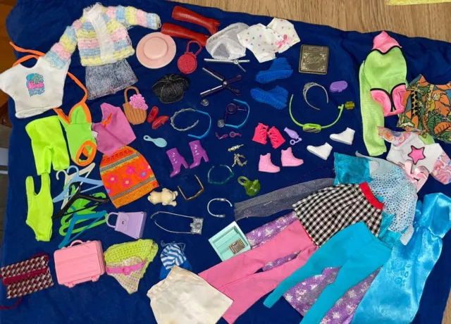 Bulk Lot Of Barbie Clothes And Accessories, Shoes And Handbags