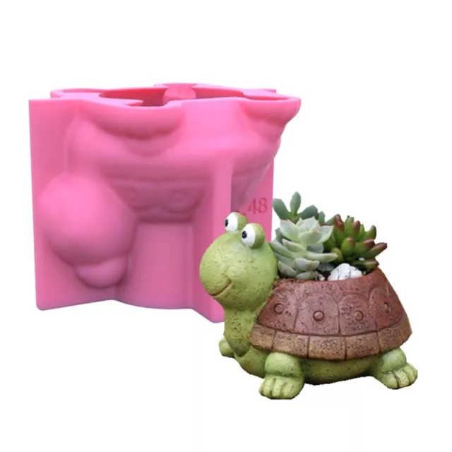 Flower Pot Mold 3D Cute Cartoon Tortoise Cement Silicone Mould Handmade Crafts 2