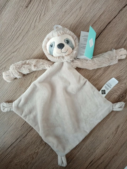 Doudou Plat Losange Tex Paresseux Singe Raton Laveur Beige Marron Chiné 32Cm