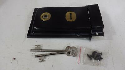 Black iron pressed metal rim lock and keeper, 2 keys,federation Superior 9091