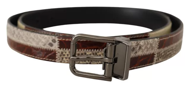DOLCE & GABBANA Belt Multicolor Exotic Leather Patchwork Metal 90cm/36in 1500usd