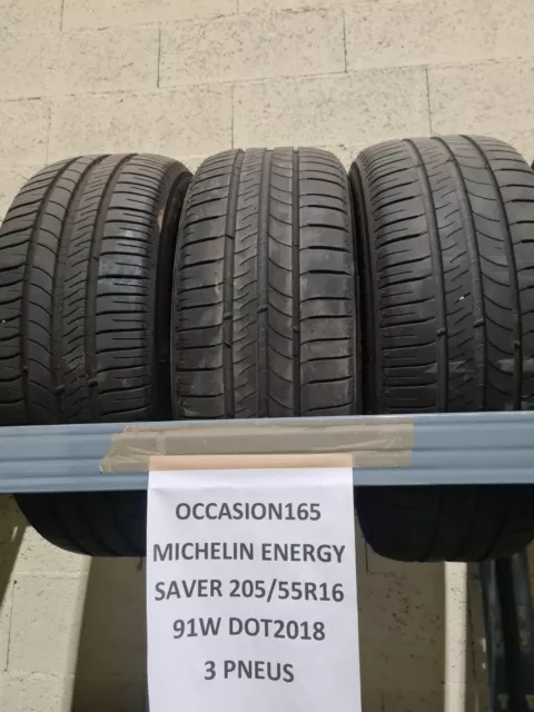 Lot 3 Pneus Ete Occasion Michelin Energy Saver 205/55R16 91W Dot2018