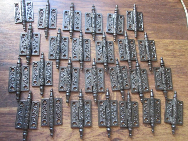 Vtg Victorian Door Cabinet Cast Iron Steeple Hinges 2 1/2”X 2" NO SCREWS by PAIR