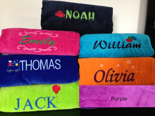 Personalised embroidered  beach towel cotton/velour