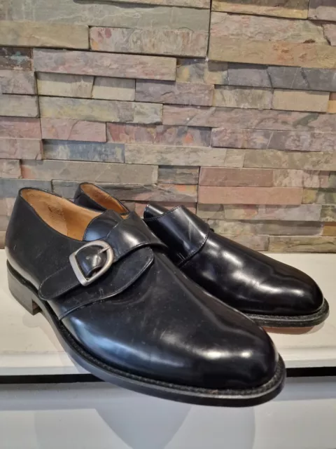 Groocock's Rothwell Formal Black Monk Leather Slip On Shoes. 8 UK vgc (Padders).