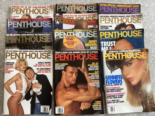 Full Year Lot - 1992 Penthouse Vintage Adult Magazines - Complete Set