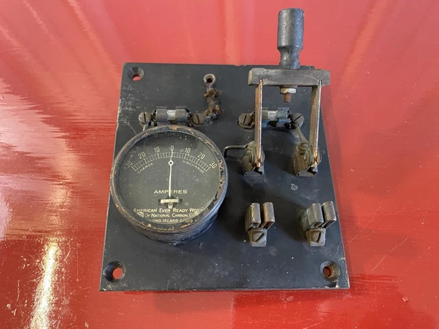1910 's 1920 's EARLY POWER PANEL SHUT-OFF AMPERES GAUGE CAR TRUCK EQUIPMENT