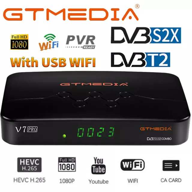 GTMEDIA HD Satellite Receiver DVB-S/S2X Terrestrial DVB-T2 Combo WIFI PVR H.265