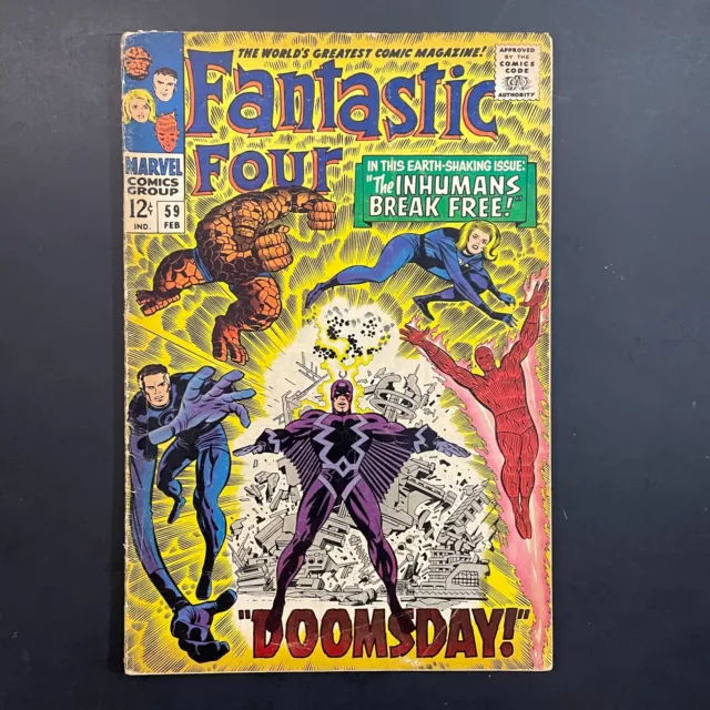 Fantastic Four 59 KEY Jack Kirby cover Doctor Doom Surfer Silver Age Marvel 1967