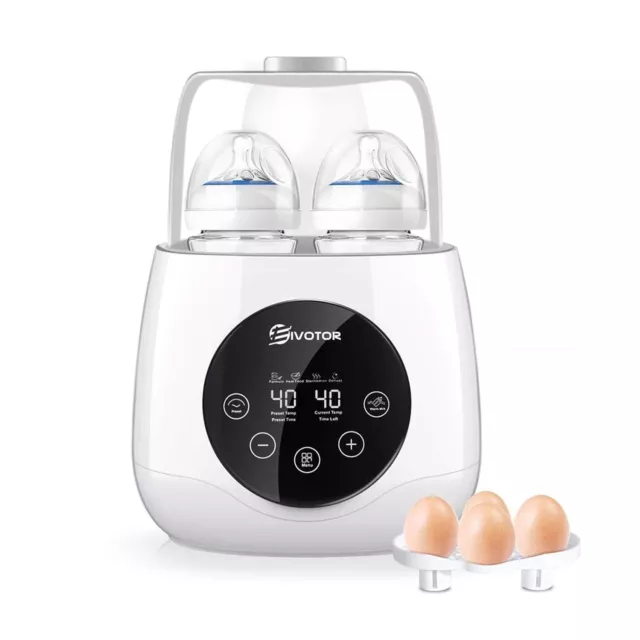 EIVOTOR 6 in 1 Flaschenwärmer Baby Bottle Warmer Babykostwärmer Doppelt Dampfste