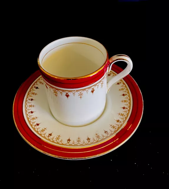 Aynsley Durham Maroon Bone China Demitasse / Espresso  Cup & Saucer