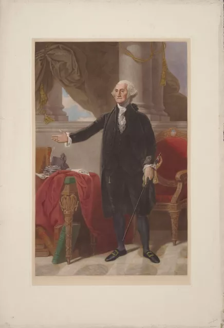 TH CRAWFORD Vtg 1932 XUltraRare Mezzotint Engraving GEORGE WASHINGTON Aft Stuart