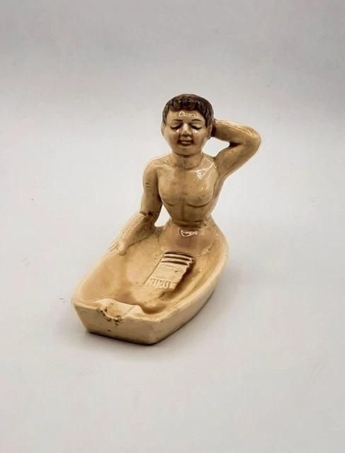 VINTAGE CERAMIC UGLY Nude Woman in Tub Ashtray Cigarettes Handmade $37.