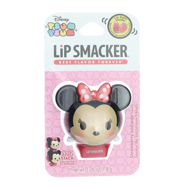 4 Pack Lip Smacker Disney Tsum Tsum Lip Balm, Minnie Mouse, Strawberry Lollip...