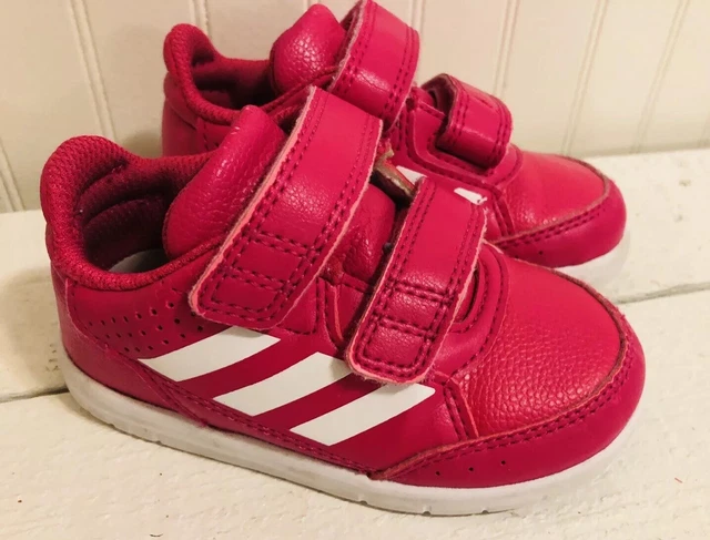 Adidas Girls Pink White Toddler Shoes U.S 6K Hook Loop Fastener
