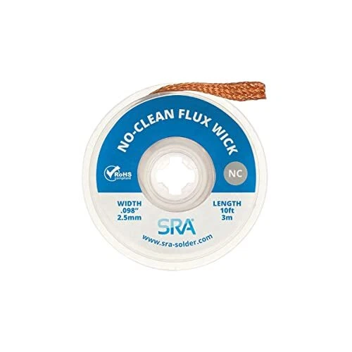 SRA Soldering Wick with Flat Woven Copper Desoldering Braid Strip and No Clean