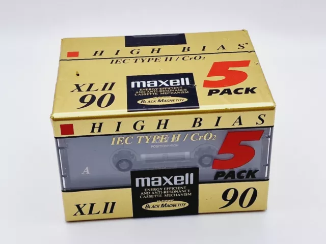 5 er Pack Maxell XL II IEC 90 Type II / CrO2 Cassette Tape Neu verschweißt