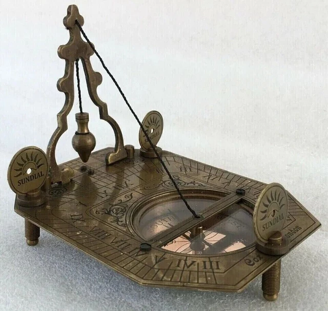 Boussole Cadran Solaire En Laiton - Style Nautique Vintage, Reproduction Faite Main