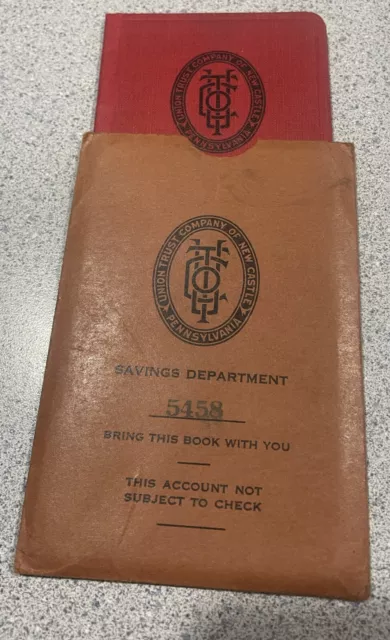 Union Trust Bank Savings Passbook 1937-38 New Castle PA w Cover