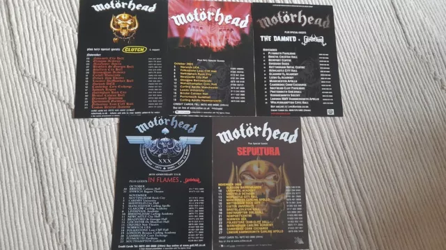 Motorhead  Lemmy  UK Tour Flyers x 5 One Sided Various Tours Mint Girlschool