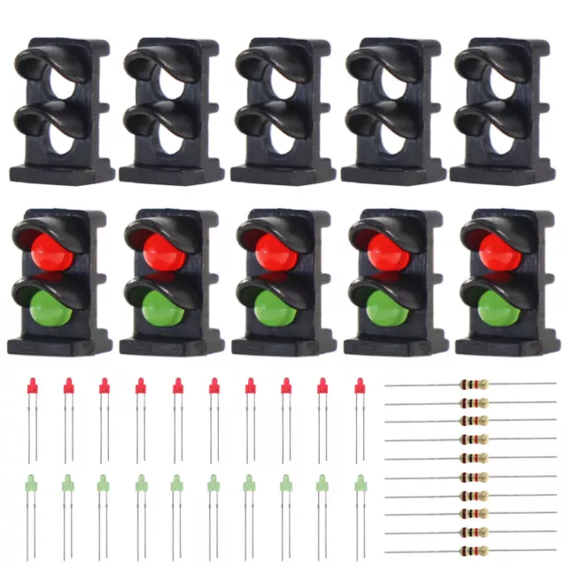 10pcs Faces Cibles avec LEDs V/R Échelle N/Z Feux de Signalisation Ferroviaire