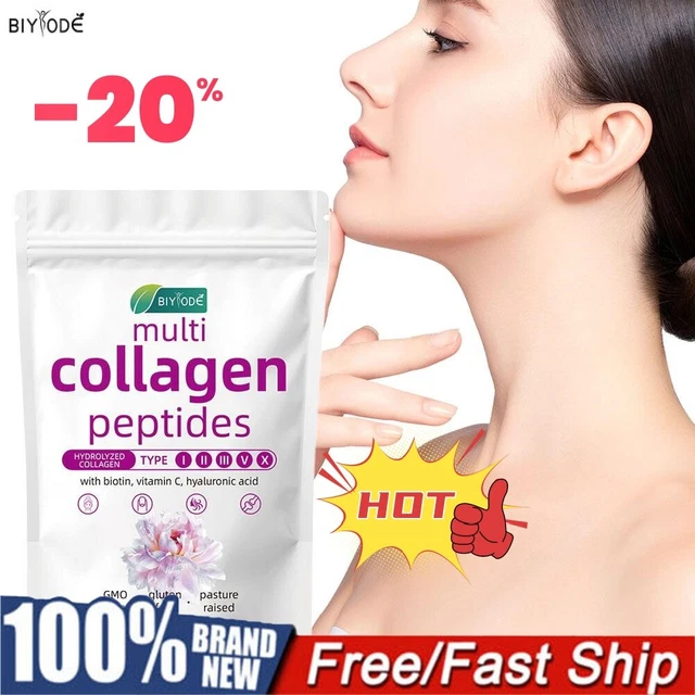 Multi Collagen Peptides Powder - Hydrolyzed Types I, II, III, V, X - 1lb Or 2lb - Unflavored