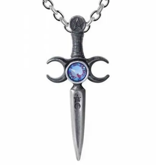 Athame Pendant Necklace Boxed, Wiccn Magic Ritual Dagger Gothic, Alchemy England