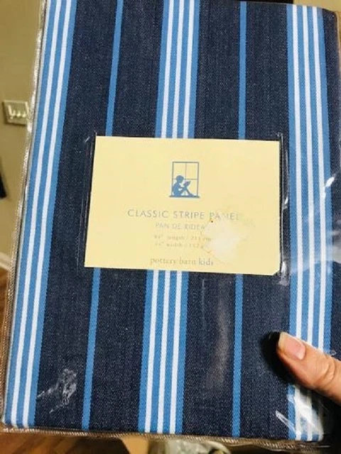Pottery Barn Classic Stripe Drape Set 2 Midnight Blue 44x84L Curtains Kids Pair