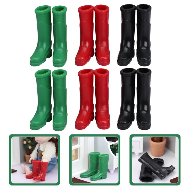 6 Pairs Girls Rain Boots Tiny Shoes Model Simulated Miniature