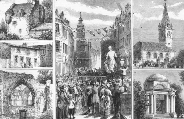 DUMFRIES. Burns Memorial. Nithsdale, Lincluden, antique print, 1882