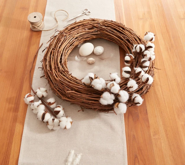 Salvare Set 2x Zweig " Cotone ",3er Set Kunststoffdeko Decorazione