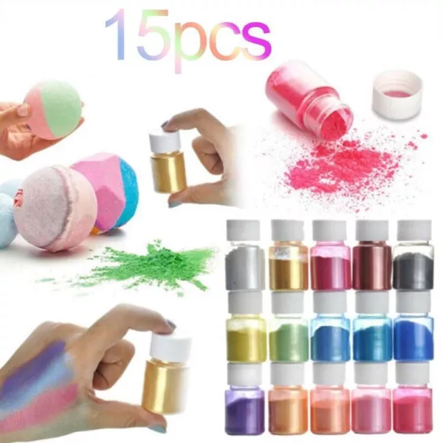 15pc Color Dye Pigment Powder Bath Bomb Soap Candle Pearl Resin Jewelry Mica Art