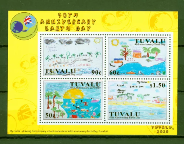 Tuvalu 2010 - Kinderzeichnungen - Tag der Erde - Palmen Strände - Nr. 1577-80 **