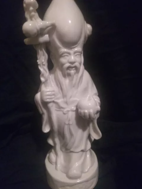 Rare antique Chinese dehua blanc de chine figurine Shou lao porcelain statue 9.5