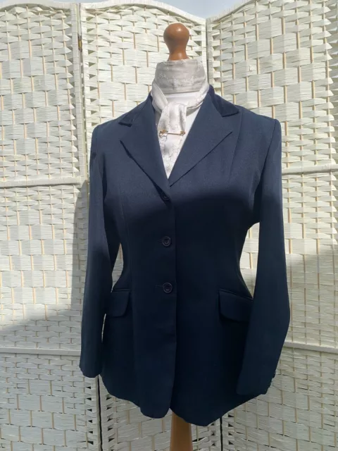 Ladies Size 38/UK 12-14 Harry Hall Navy/Velvet Show Jacket. Buttoned Panel Back.