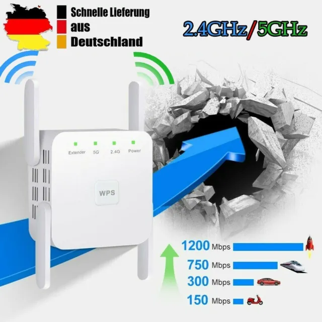 Gigabit Range Extender/Broadband/Wi-Fi WLAN Verstärker 1200Mbit/s 5GHz Repeater